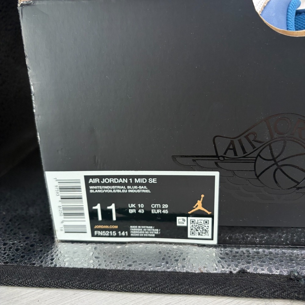 Size 11 Nike Air Jordan 1 Mid SE Industrial Blue White Mens Shoes FN5215-141 - Picture 11 of 12